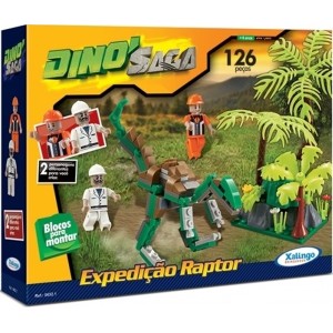 XALINGO BLOCOS DE ENCAIXE DINO SAGA EXPEDICAO RAPTOR 126 PECAS