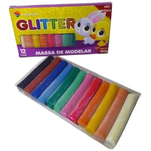 MASSA DE MODELAR  GLITER C/12